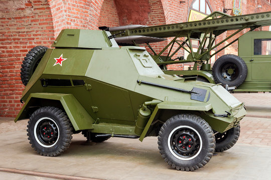 RUSSIA - NIZHNY NOVGOROD , MAY 4: military armored car of BA-64. An exhibition of military equipment of times of World War II in the Kremlin of Nizhny Novgorod on May 4, 2015.