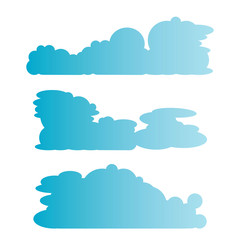 blue cloud, bubble shape vector set 