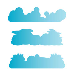 blue cloud, bubble shape vector set 