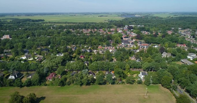 Dutch Village Called Beetsterzwaag, Neighborhood with lots of Trees and Nature, Friesland, Netherlands / Holland &ndash; 4K Drone Footage