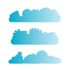 blue cloud, bubble shape vector set 