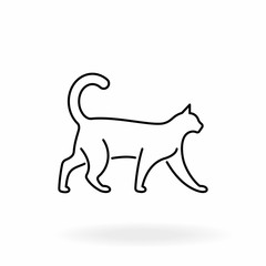 Cat outline icon. Kitten vector illustration. Pet symbol isolated on white background.