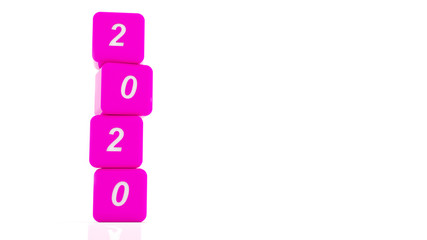 3d illustration of 2020 new year concept with cube and number