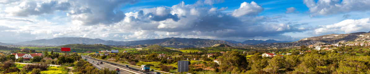 Fototapeta na wymiar View of A1 motorway, locally referred to as the Nicosia-Limassol highway. Cyprus