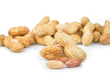  peanuts in shell isolated on white background.