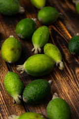 selective focus, fresh feijoa berries