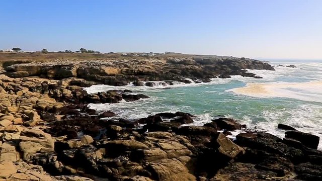 Footage of waves on the Brittany coastline close to Point du Talud. The environmental sound is present.