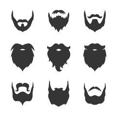 set of black man beard icons - obrazy, fototapety, plakaty