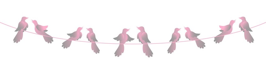 Fototapeta premium romantic decorative love-birds on wire garland isolated on white background