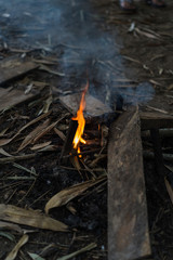 fire in fireplace