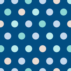 Dots on a Classic Blue background. Color of the Year 2020, trend colour. Seamless hand-drawn pattern. Can be used for postcards, invitations, advertising, web, textile and other.