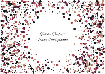 Festive color round confetti background. Abstract frame confetti texture for holiday, postcard, poster, website, carnivals, birthday and children's parties. Cover confetti mock-up. Wedding card layout