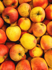  Juicy Organic Apples on a counter in a store.