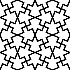 Seamless arabic geometric ornament in black and white.