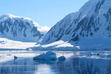 A group of icebergs along the coasts of the Antarctic Peninsula, Antarctica