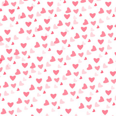 Heart confetti of Valentines petals falling on transparent background. Flower petal in shape of heart confetti for Women's Day 