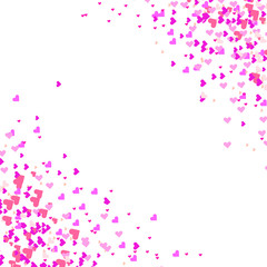 Heart confetti of Valentines petals falling on transparent background. Flower petal in shape of heart confetti for Women's Day 