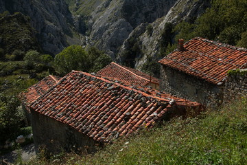 Fototapeta na wymiar Architecture in the village Camarmena in national park Picos de Europa in Asturia,Spain,Europe