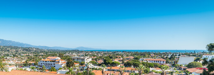 Blue sky over Santa Barbara cityscape