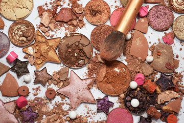 breaked blushon on white background