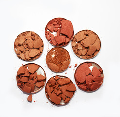 breaked blushon on white background