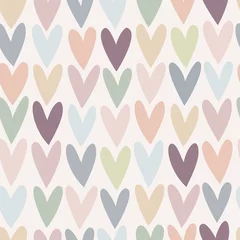 Photo sur Plexiglas Style scandinave Modèle sans couture de vecteur avec des coeurs colorés. Fond enfantin scandinave créatif pour la Saint-Valentin