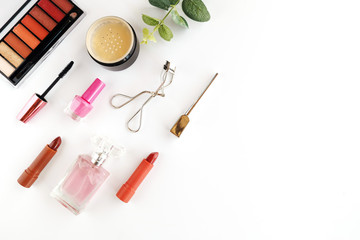 cosmetics product on white background.