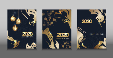 Design of golden New year 2020 banners