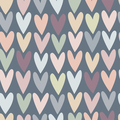 Vector seamless pattern with colorful hearts. Creative scandinavian childish background for Valentine's Day