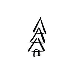 Fototapeta premium Christmas tree doodle pine tree sketch tree drawing holiday decoration star ornament retro Xmas