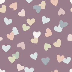 Vector seamless pattern with colorful hearts. Creative scandinavian childish background for Valentine's Day