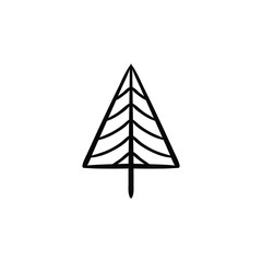 Fototapeta premium Christmas tree doodle pine tree sketch tree drawing holiday decoration star ornament retro Xmas