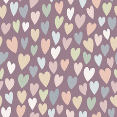 Vector seamless pattern with colorful hearts. Creative scandinavian childish background for Valentine's Day