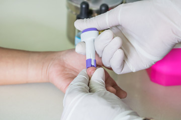 Blood test for blood type.