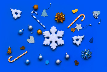 Santa Claus minimal concept. Christmas New Year flat lay.