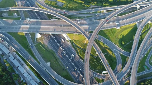 A modern flyover road junction in a large megapolis