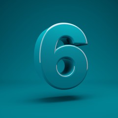 Aqua Menthe 3d number 6. 3D rendering. Best for anniversary, birthday party, celebration, advertising.