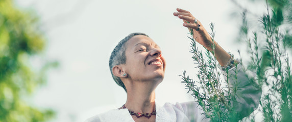 Abundance in Nature. Woman Feeling Accomplished, Enjoying the Nature