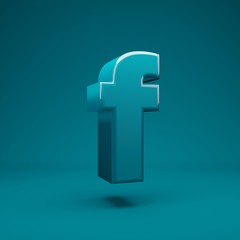 Obraz premium Aqua Menthe 3d letter F lowercase. 3D rendering. Best for anniversary, birthday party, celebration, advertising.