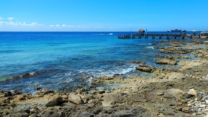 Caribbean Sea coast, Cozumel, Yucatan, Mexico. Vacation Concept.
