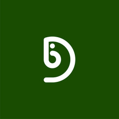 Initial letter b D logo template with chameleon circle lineart in flat design illustration