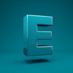 Aqua Menthe 3d letter E uppercase. 3D rendering. Best for anniversary, birthday party, celebration, advertising.