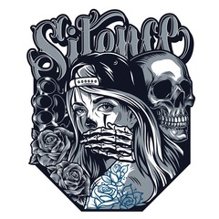Chicano tattoo style concept