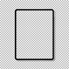 Realistic tablet mockup. Modern tablet with blank screen isolated on transparent background. Vector illustration. 