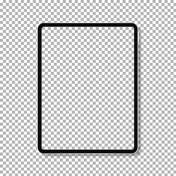 Realistic tablet mockup. Modern tablet with blank screen isolated on transparent background. Vector illustration. 