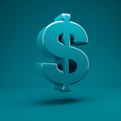 Aqua Menthe 3d dollar symbol. 3D rendering. Best for anniversary, birthday party, celebration, advertising.