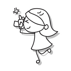 children illustration hand drawing vector happy kid girl happiness concept abstract cartoon character