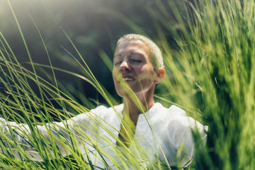 Abundance in Nature. Woman Feeling Accomplished, Enjoying the Nature