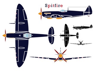 Supermarine Spitfire aircraft WWII without outline. - obrazy, fototapety, plakaty