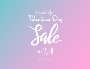 Valentine’s Day Special offer sale template background. Shopping discount . Realistic heart ballon, Vector illustration greeting card, lovely flyer, promotion advertisement, invitation poster, banner
